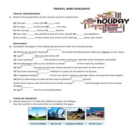 Travel and holidays vocabulary | DOCX