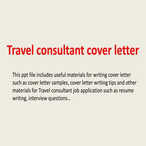 Travel consultant cover letter