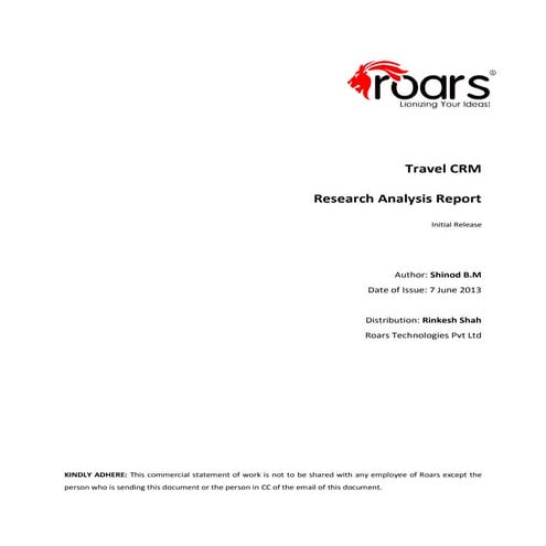 Travel CRM Research Paper | Roars Technologies