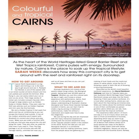 Cairns feature, July 2016, Travel Digest
