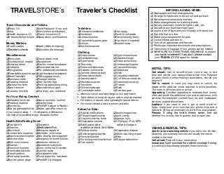 Traveler checklist everything you need for travel - travel store