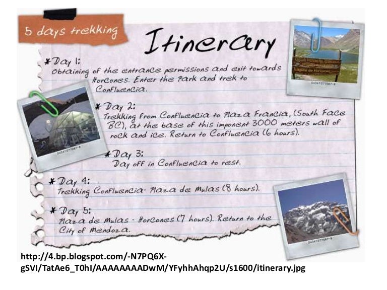 trip itinerary example