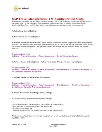 Travel management configuration steps
