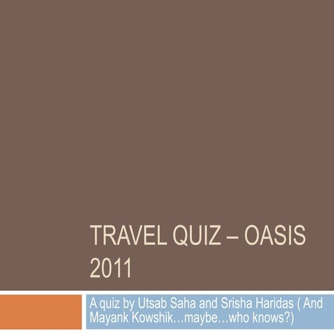 Travel quiz finals