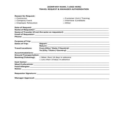 Travel Request and Authorization