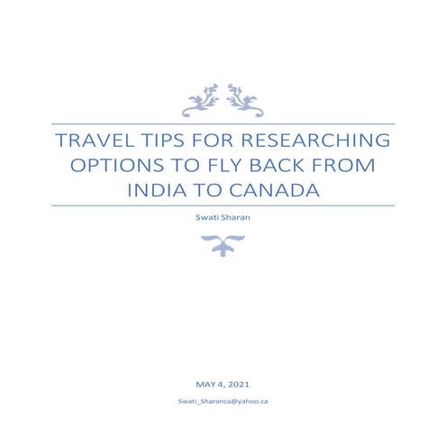 Travel Tips for Researching Options to Fly Back from India to Canada