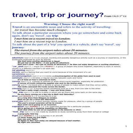 Travel vocabulary