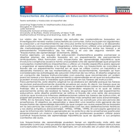 Trayectorias de aprendizaje en educación matemática. douglas h. clements. jul...