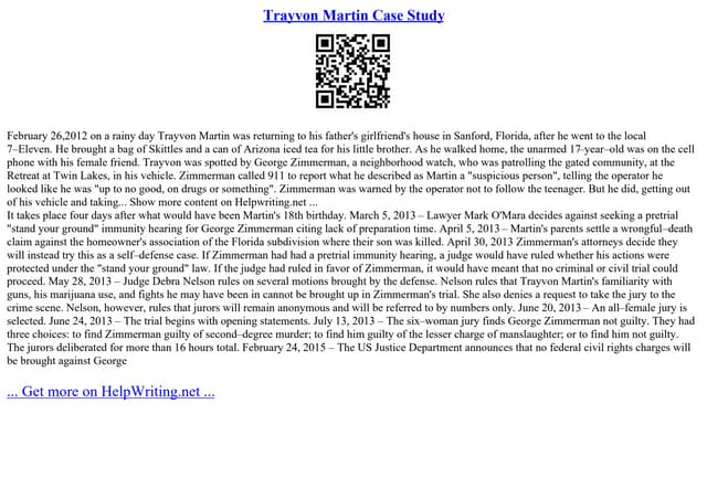 Trayvon Martin Case Study | PPT