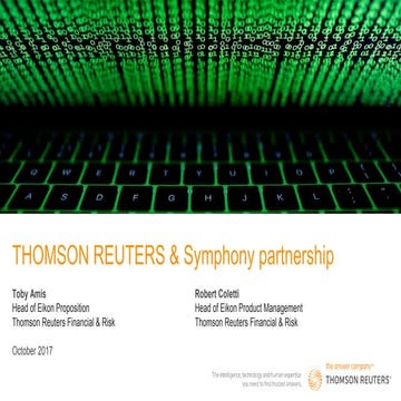 SI2017: Thomson Reuters: Toby Amis, Head of Eikon Proposition