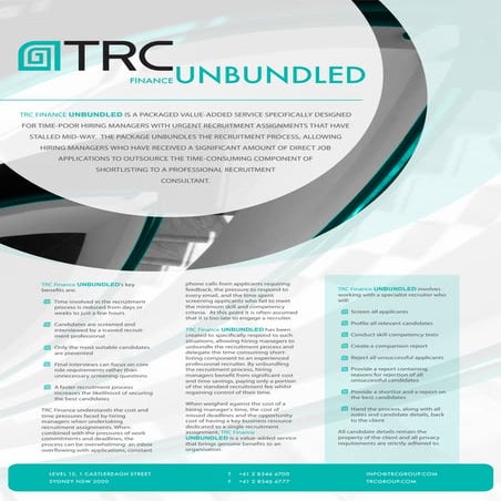 Trc Finance Unbundled