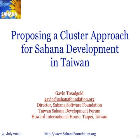 Promoting a Cluster Approach to Sahana Development in Taiwan