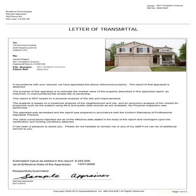 Collateral Valuation Report (CVR)