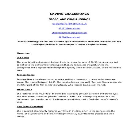 Film treatment- Saving Crackerjack