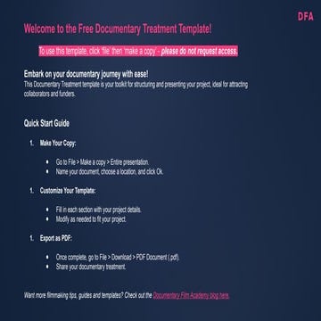 Documentary Sample Treatment - Template .pptx