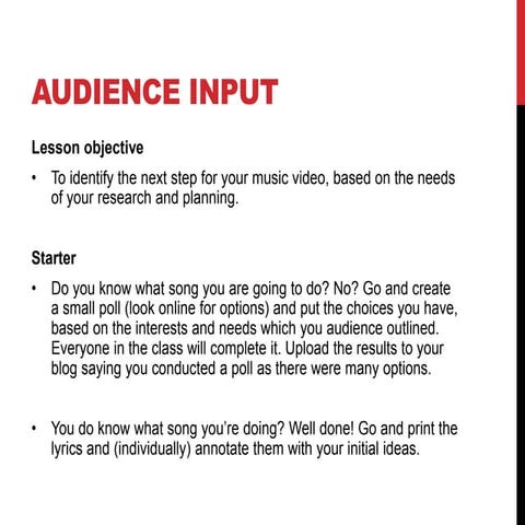 Treatment and focus group lesson