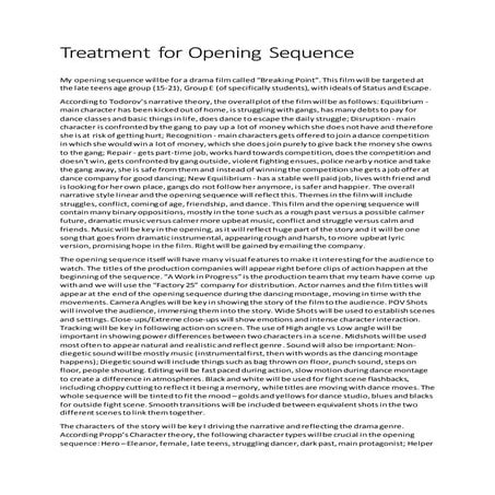 Treatment for Opening Sequence
