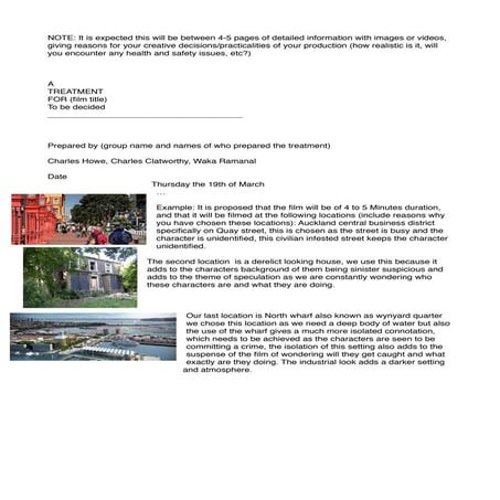 Treatment for thriller opening as media 2