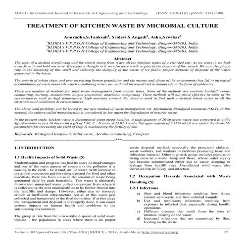 Treatment of kitchen waste by microbial culture