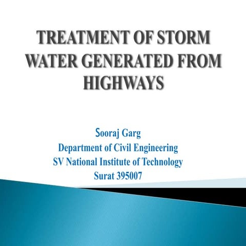 Treatment of storm water generated from highways