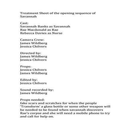 Treatment sheet finished