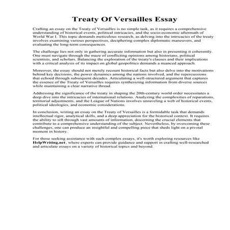 Treaty Of Versailles Essay | PDF