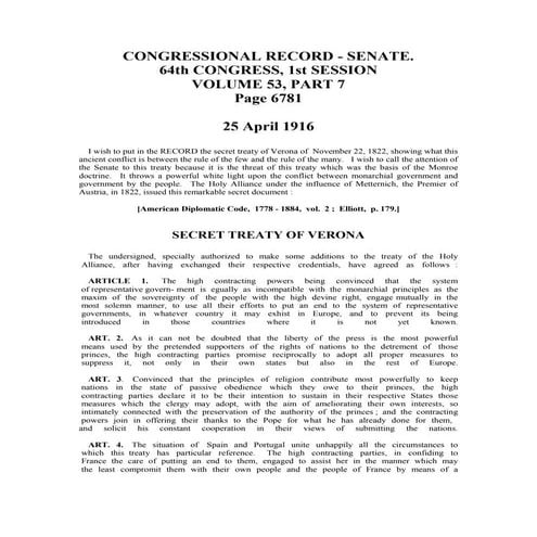 SECRET TREATY OF VERONA