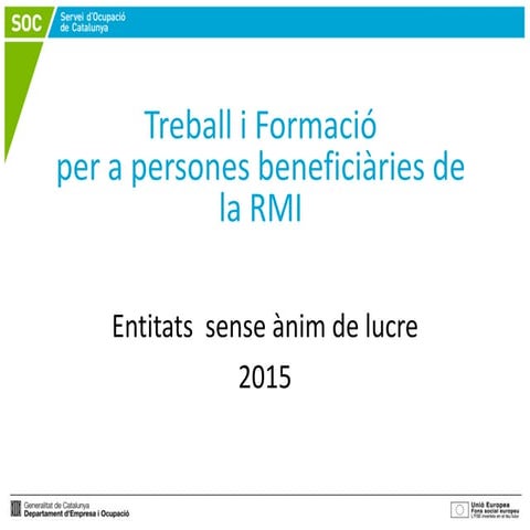 Treball i Formació per a persones beneficiàries de la RMI 