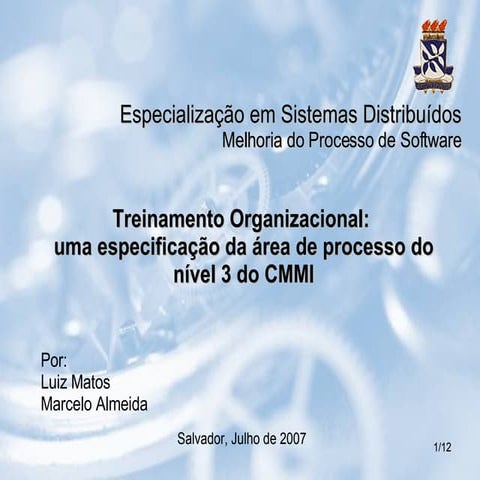 Treinamento Organizacional: uma especificação da área de processo do nível 3 ...