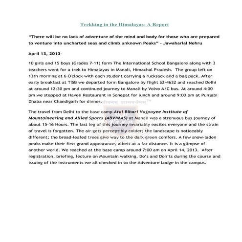 Trekking in the himalayas | PDF