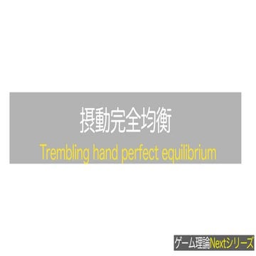 摂動完全均衡 -1- 【ナッシュ均衡の精緻化】