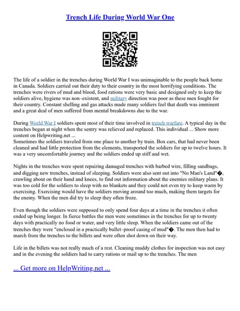 Trench Life During World War One