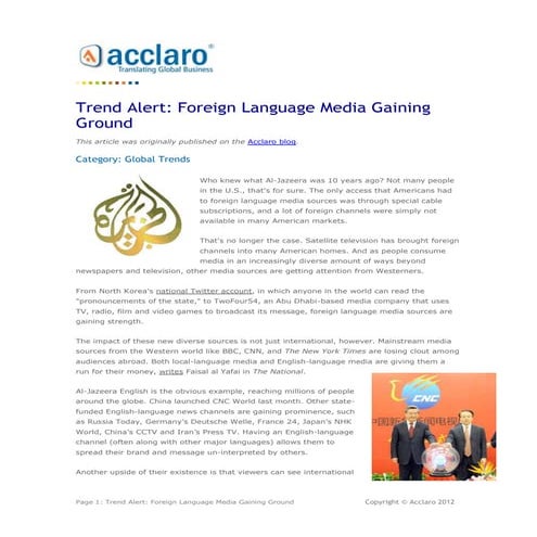 Trend Alert Foreign Language Media Gaining Ground