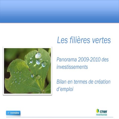 Présentation des données de l'Observatoire de l'investissement de Trendeo au colloque du CNER sur l'investissement "vert"