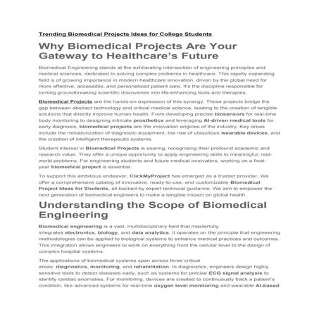 Innovative Biomedical Project Ideas for Engineering Students and ...