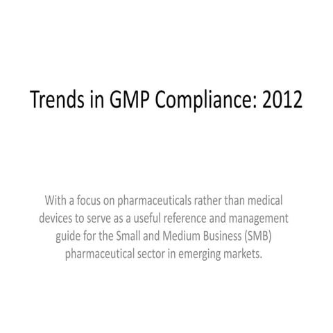 Trends in GMP Compliance: 2012