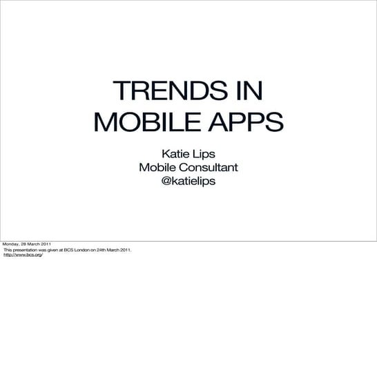Trends in Mobile Apps (March 2011)