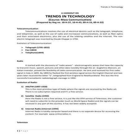 Trends in technology