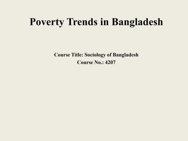 Trends of poverty in bangladesh