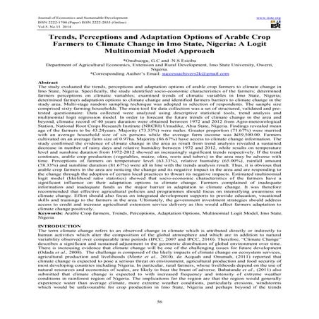 Trends, perceptions and adaptation options of arable crop farmers to climate ...