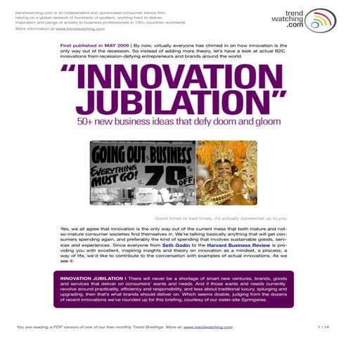 Trendwatching 2009 05 Innovation Jubilation