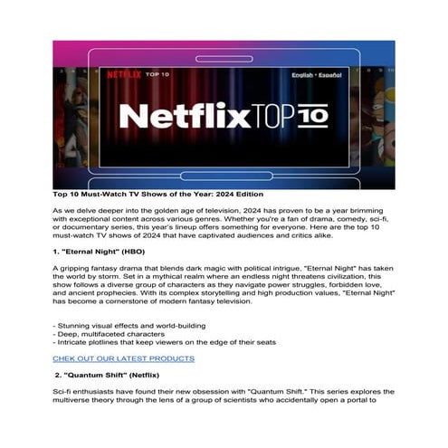 Top 10 must watch TV shows 2024 edition. | DOCX