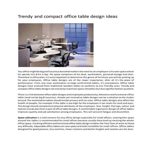 Trendy and compact office table design ideas | DOCX