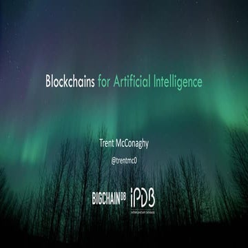 "Blockchains for AI", Trent McConaghy, AI researcher, blockchain engineer. Fo...