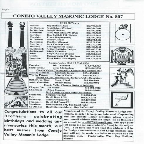 Trestle board feb march 2013
