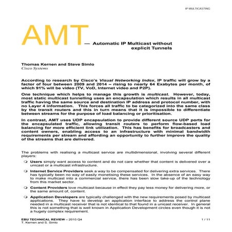 AMT - Automatic IP Multicast without Explicit Tunnels