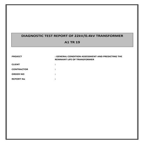 TRANSFORMER SAMPLE REPORT DGA PHYSICAL CONDITION 