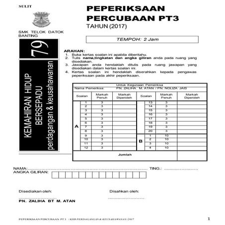 KHB PK 2017 PERCUBAAN PT3 | DOCX