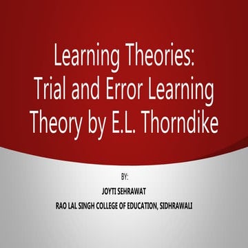 Lesson 11 One Trial And Trial Error Learning