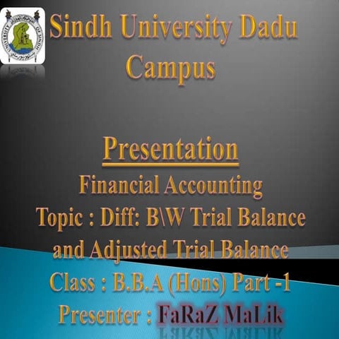 Trial balance and adjusted Trial balance